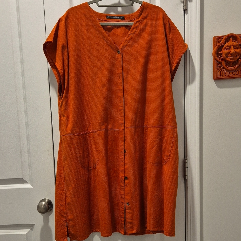 GUDRUN SJODEN Orange Button-Down Women's Vest